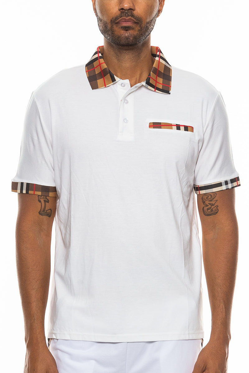 Checkered Detail Polo Shirt