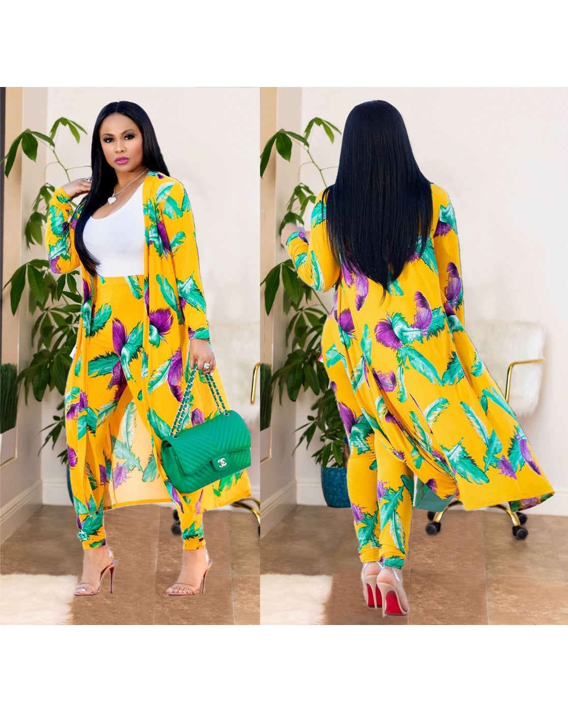 Floral Print Cape & Leggings 2-Piece Set