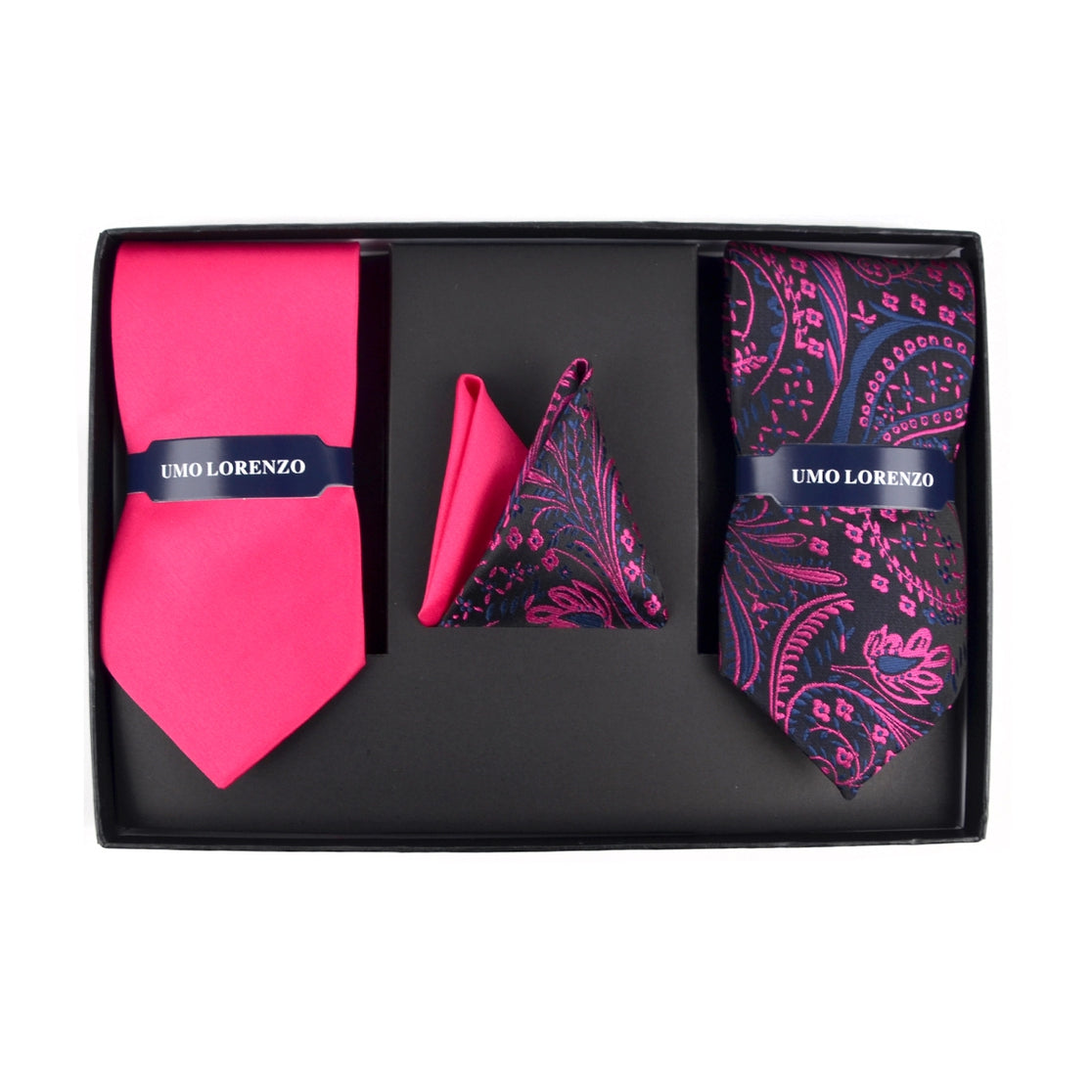 Fuchsia Paisley Solid Tie Boxed Set