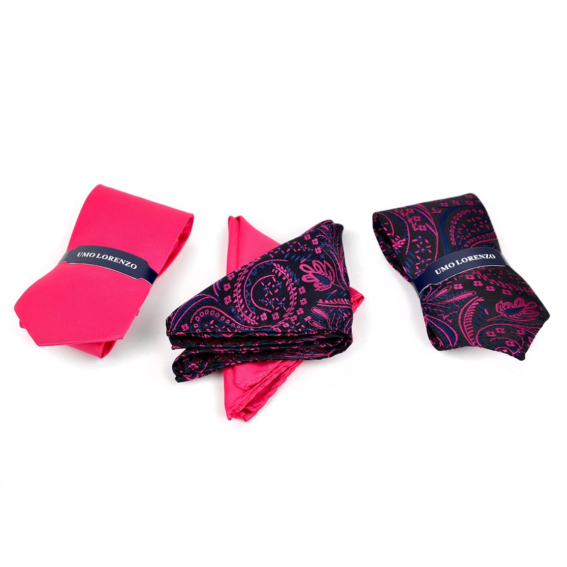 Fuchsia Paisley Solid Tie Boxed Set