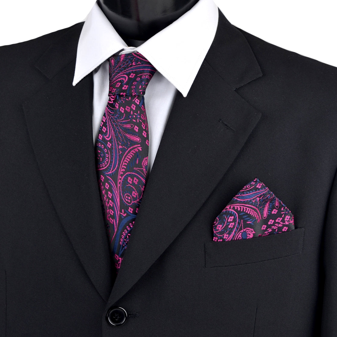 Fuchsia Paisley Solid Tie Boxed Set