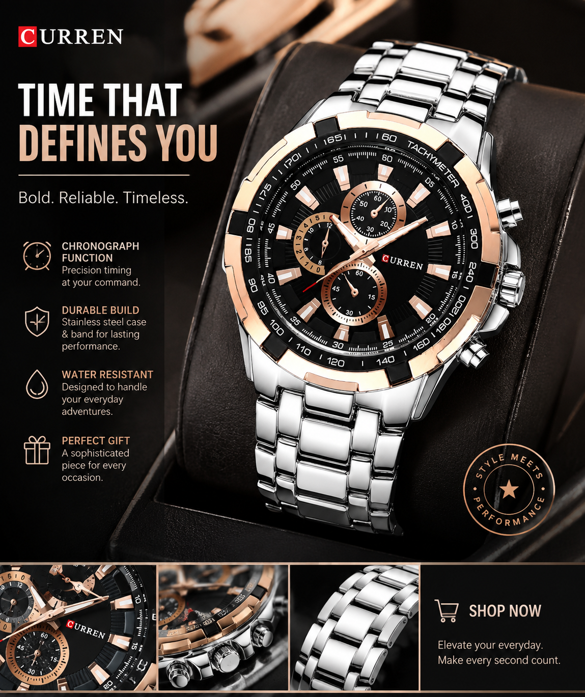 Men’s Two-Tone Tapered Index Dial Watch