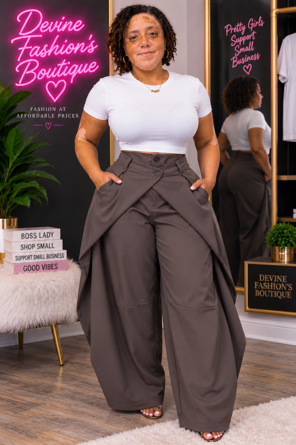 Women’s High Waist Wide Leg Statement Trousers