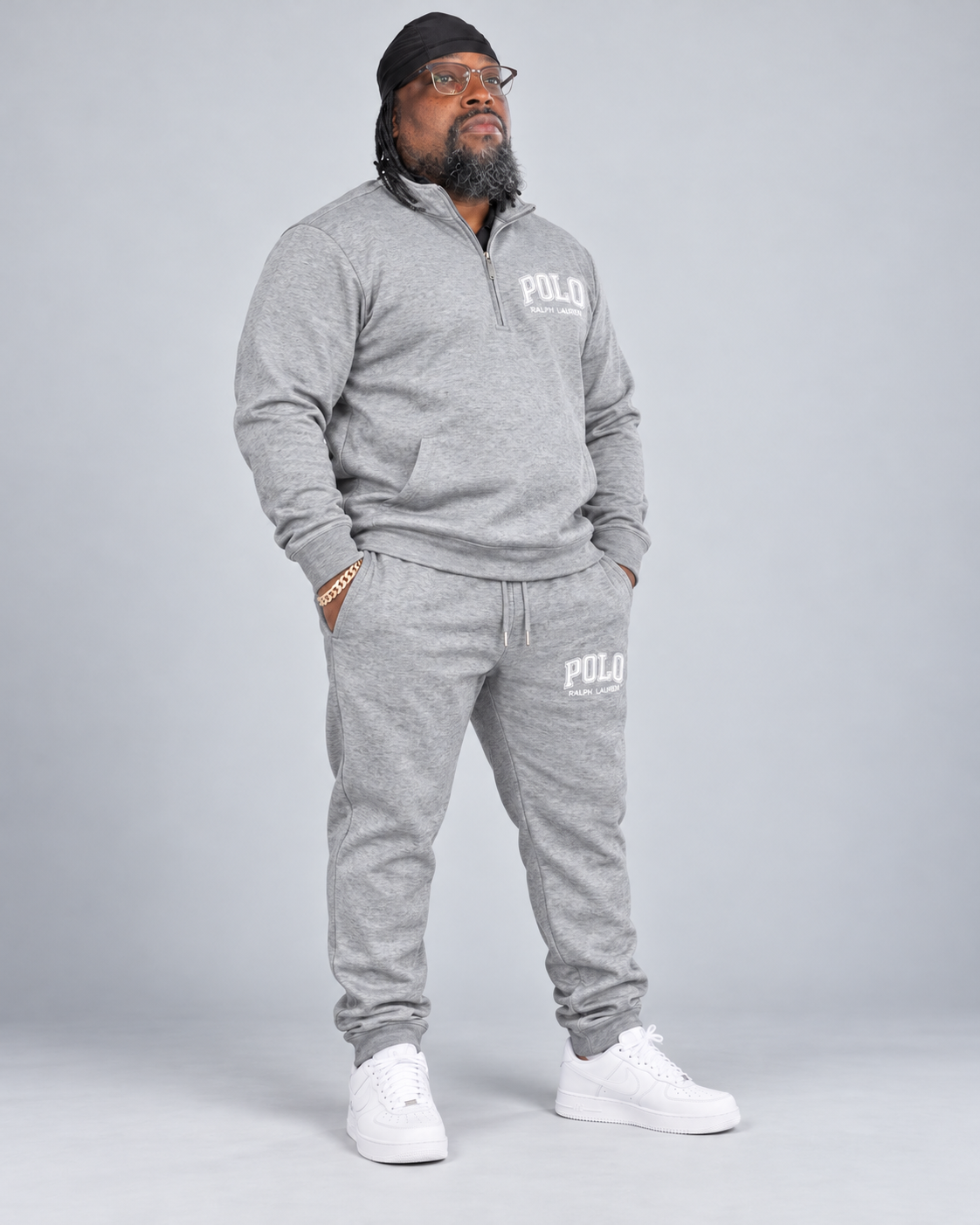 Men's POLO Two-Piece Fleece Tracksuit – Hoodie & Jogger Pants Set