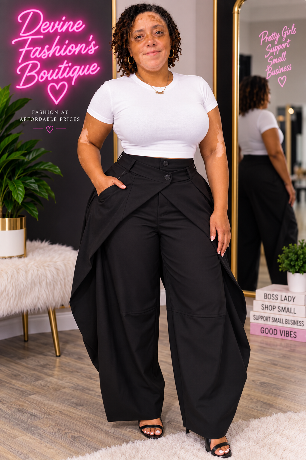 Women’s High Waist Wide Leg Statement Trousers