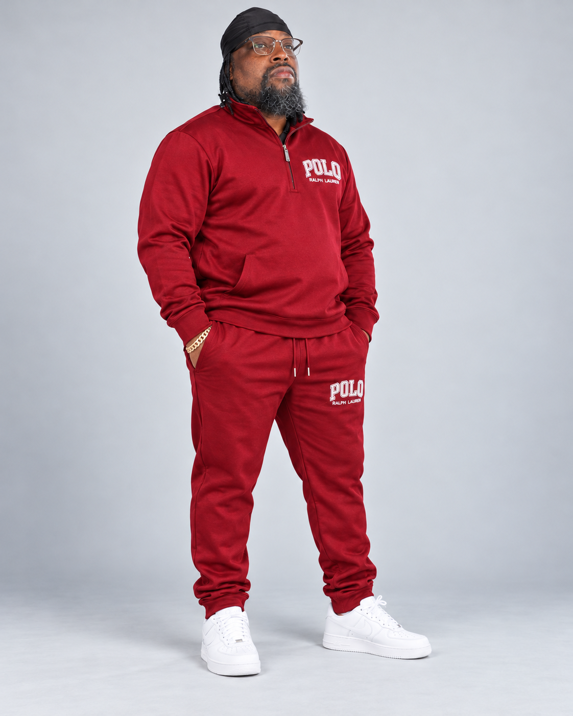Men's POLO Two-Piece Fleece Tracksuit – Hoodie & Jogger Pants Set