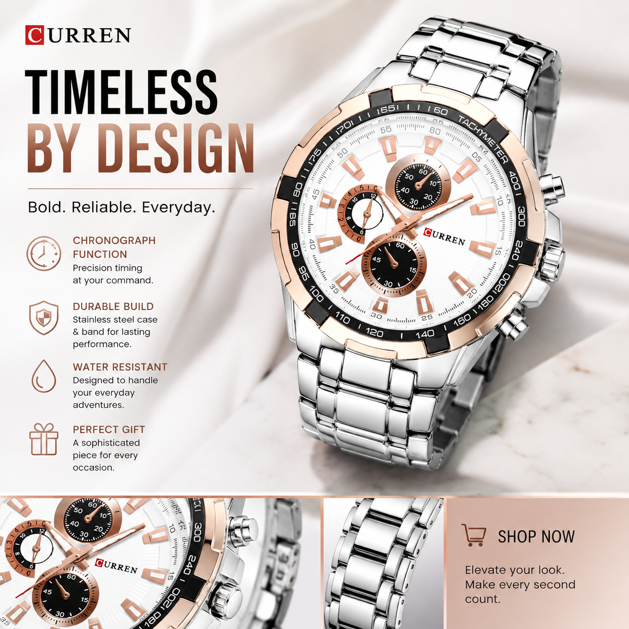 Men’s Two-Tone Tapered Index Dial Watch