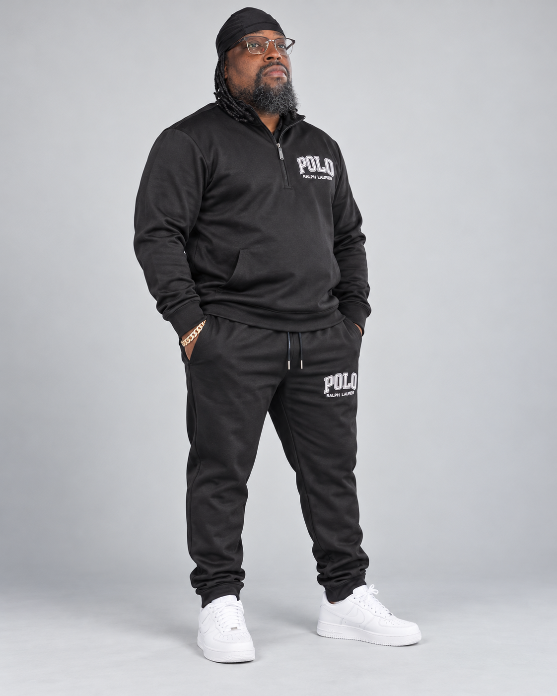Men's POLO Two-Piece Fleece Tracksuit – Hoodie & Jogger Pants Set