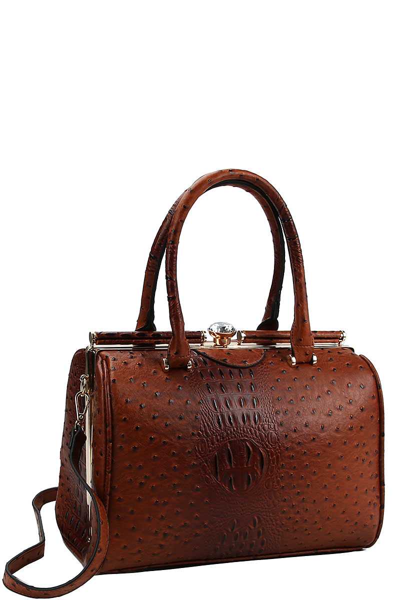 Stylish Croco Pattern Structured Doctor Bag With Matching Wallet